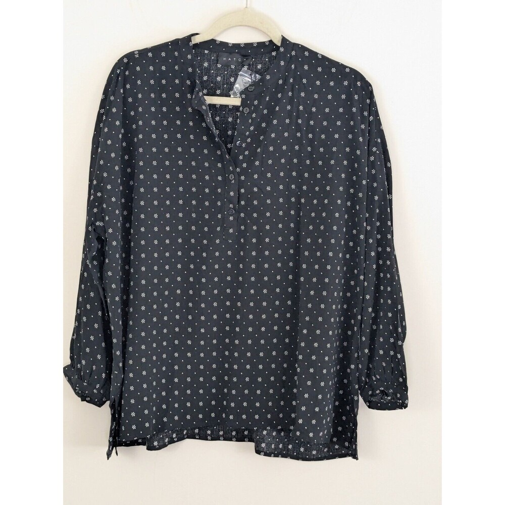 Hatch Women Shirt Size Small 1 Maternity Black Lou Top Red Etched Flower Print